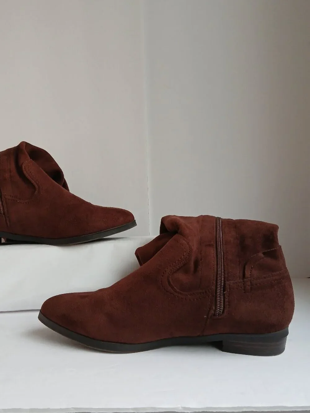 Brown Suede Wide Calf Flat Over the Knee Boot Side Zip TieTop NWOB Sz8.5 WW